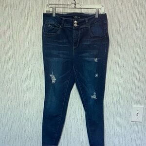 Dark Wash Distressed Skinny Jeans